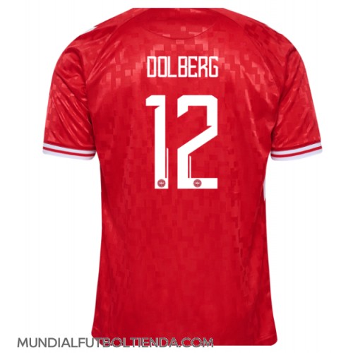 Camiseta Dinamarca Kasper Dolberg #12 Primera Equipación Replica Eurocopa 2024 mangas cortas